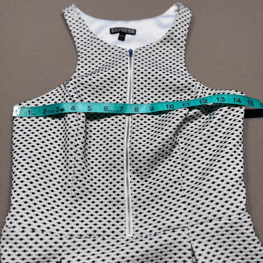 Express White Dress with Black Accents and Zipper Detail - Picture 6 of 8